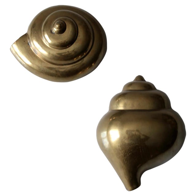 Mid-Century Brass Seashell Wall Sconces- a Pair For Sale