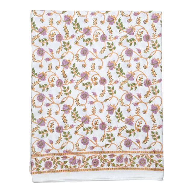 Gina Flat Sheet, King - Lilac & Green For Sale