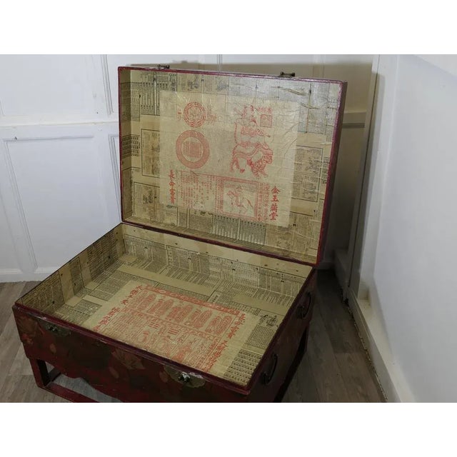 Paint Large Chinoiserie Marriage Chest on Stand, 1920s, Set of 2 For Sale - Image 7 of 10