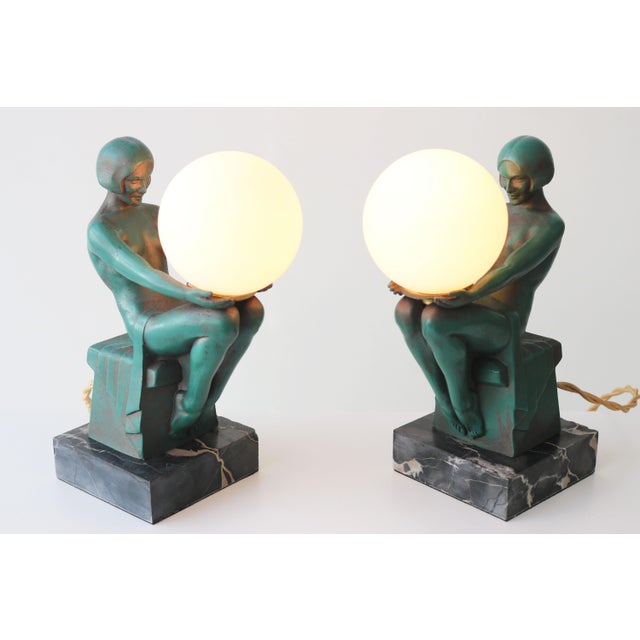 Black Délassement Table Lamps by Max Le Verrier, 1930, France, Set of 2 For Sale - Image 8 of 14