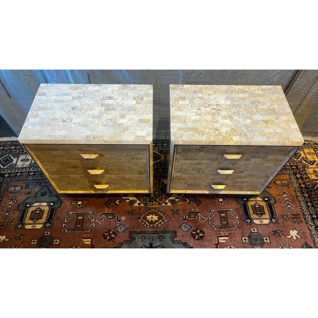 Maitland - Smith 1970s Maitland-Smith Tessellated Stone Nightstands (A Pair) For Sale - Image 4 of 11