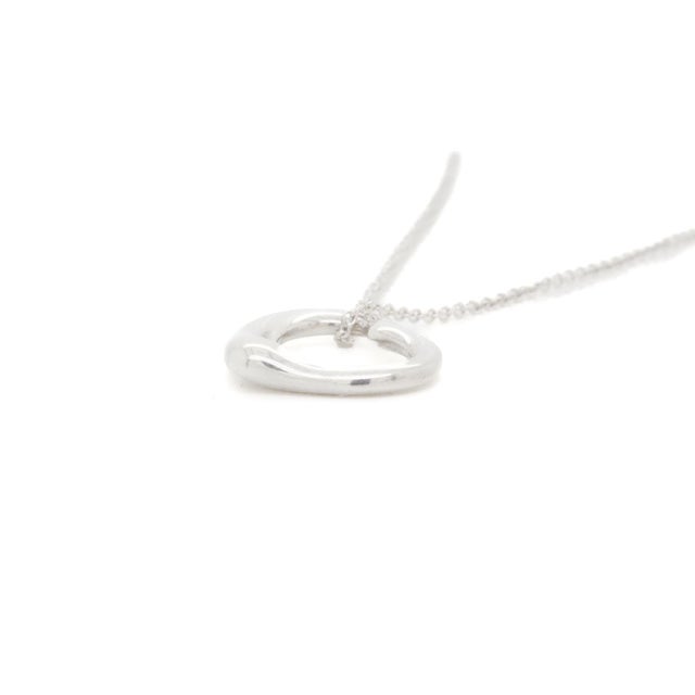 Silver Tiffany & Co. Elsa Peretti Sterling Silver Open Heart Pendant Necklace For Sale - Image 8 of 12