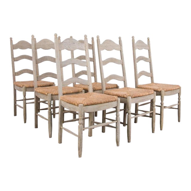 1950s Belgian Rustic Oak Dining Chairs Set Of Six Chairish