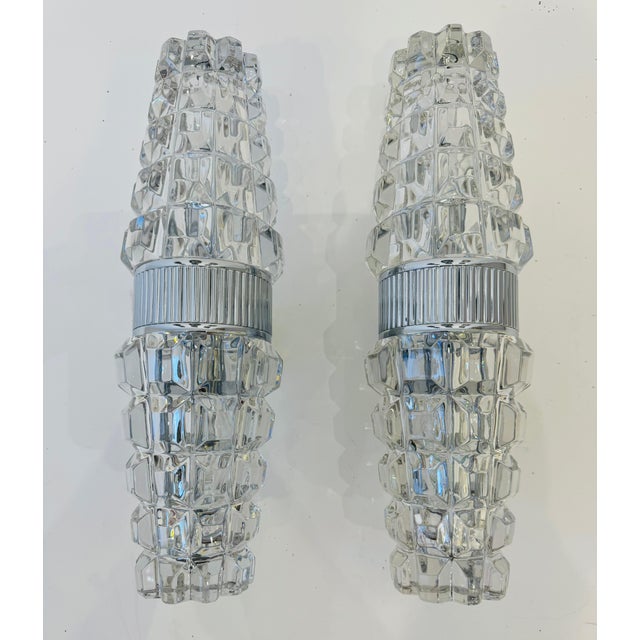 French 1970s Space Age Othr Crystal Mid Century Wall Lights - A Pair For Sale - Image 4 of 12