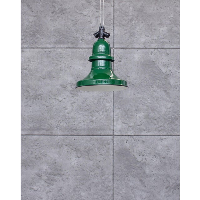 Industrial Industrial Enamel Ceiling Lamp in Green, 2000s For Sale - Image 3 of 8