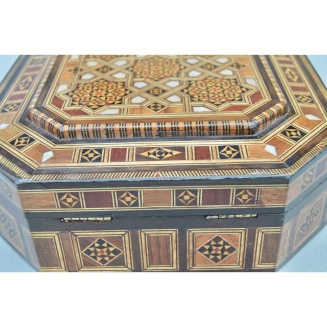 Mid 20th Century Handcrafted Moorish Astral-Patterned Mother-of-Pearl Inlaid Box For Sale - Image 10 of 11