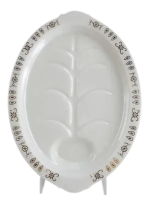 Mid-Century Milk Glass Tree and Well Meat Platter