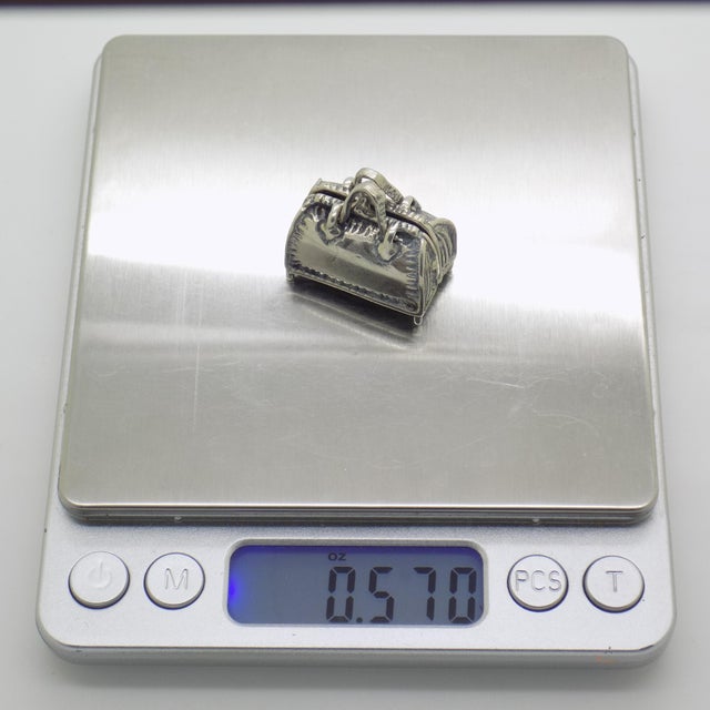 Vintage Italian Silver 800 Purse Dollhouse Miniature Box, 1970s For Sale - Image 11 of 14