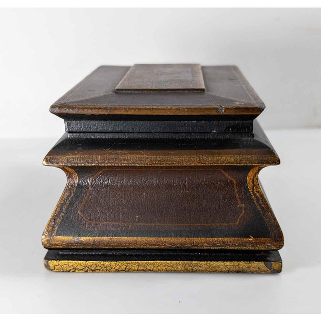 Mid 19th Century 19th Century English Regency Egyptian Revival Sarcophagus Form Japanned Box For Sale - Image 5 of 16