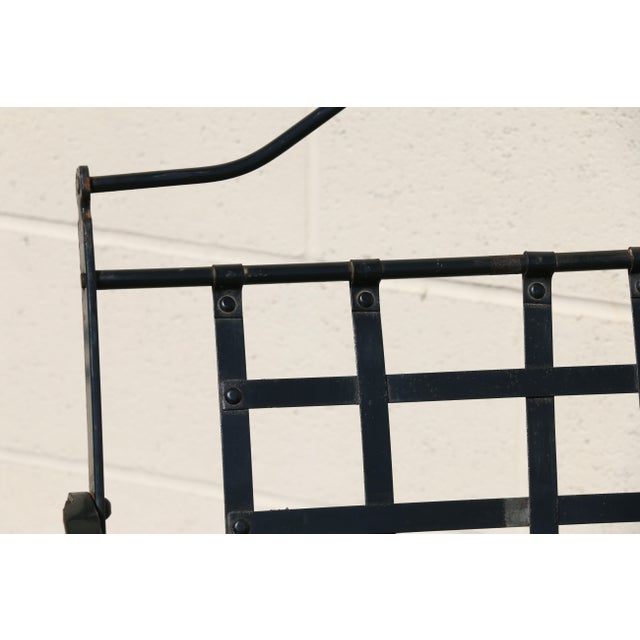 Metal Vintage Set of Four French Wrought Iron Folding Patio Chairs by Hervé Baume | Outdoor Garden Armchairs | France 1970s For Sale - Image 7 of 18