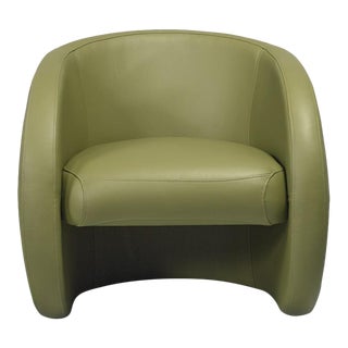 Berry Green Leather Chair For Sale