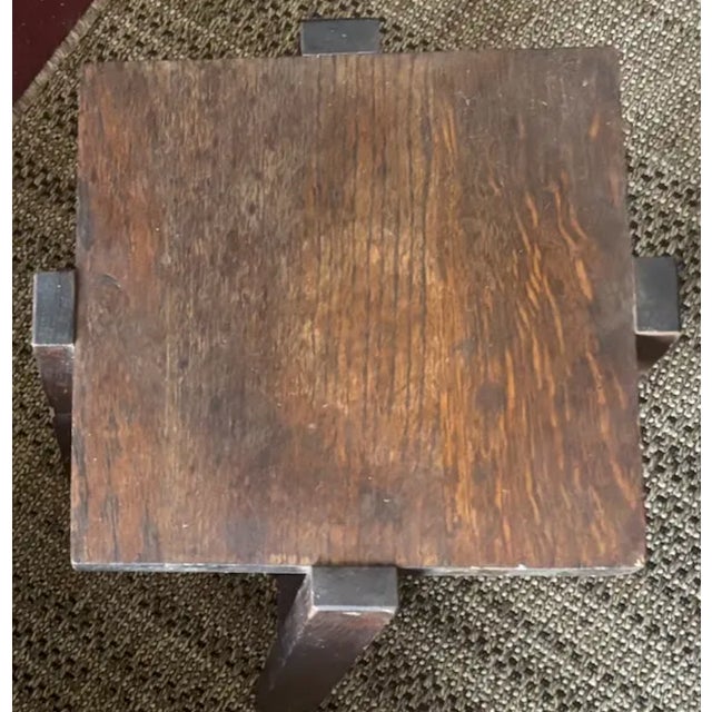 Wood Antique Arts and Crafts 4 Legs Side Table, Plant Stand For Sale - Image 7 of 10
