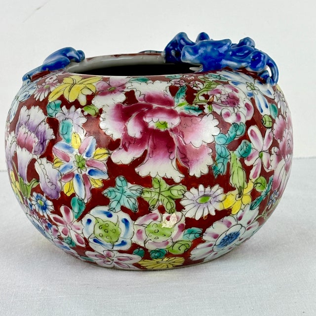 Chinese Famille‑Rose Brush Pot With Applied Blue Dragons, Guangxu Mark — Late Qing / Early Republic, 5" For Sale - Image 11 of 13