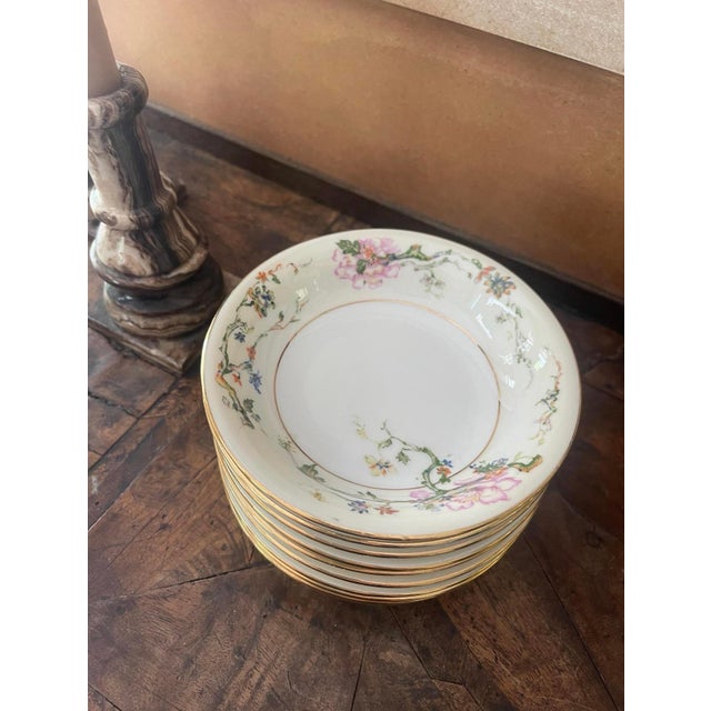 Vintage Mid 19th Century Czechoslovakian Epiag Floral Yellow and Pink 5.25” Small Bowls Garden Party Chic - Set of Nine (9) For Sale - Image 9 of 9