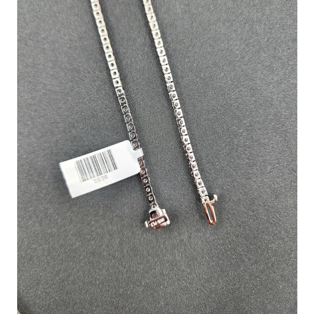 Silver 9.75 Ct Riviera Graduated Diamond Necklace For Sale - Image 8 of 9
