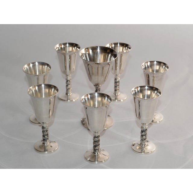 1930s 1930s Mid-Century Modern F. B. Rogers Silver Plated Goblets Stemware, Set of 8 For Sale - Image 5 of 18