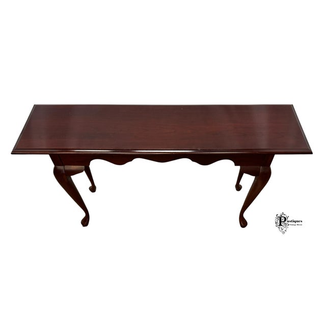 Late 20th Century Vintage Queen Anne Style Mahogany Finish Console Table For Sale - Image 5 of 8