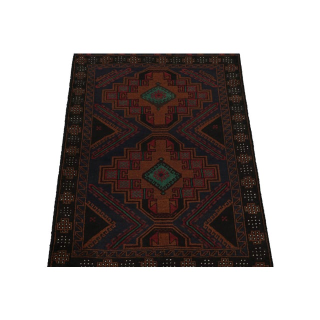 Tribal Rug & Kilim’s Baluch Tribal Rug in Amber Gold With Geometric Patterns For Sale - Image 3 of 8