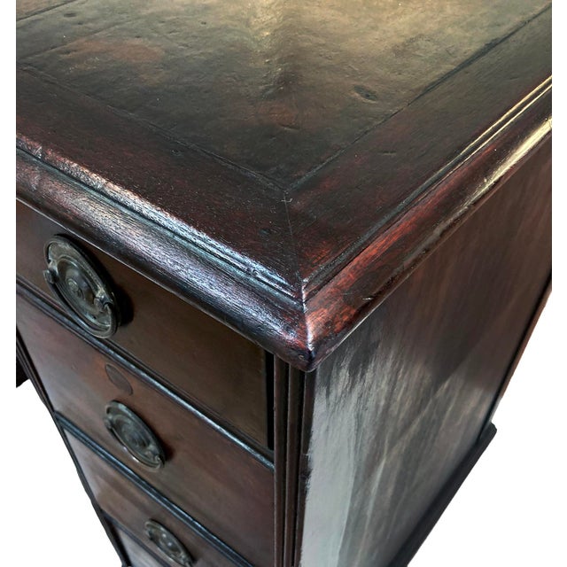 1940s Dark Mahogany Pedestal Desk With 2 Banks of Drawers For Sale In Los Angeles - Image 6 of 7