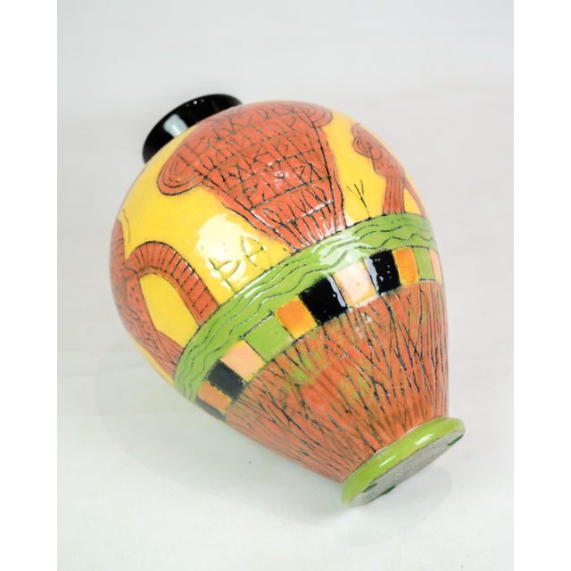 Ceramic Hand-Painted Vase by Lene Regius, 2000s For Sale - Image 7 of 9