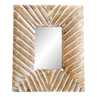 Carved Wooden White Washed Standing Picture Frame For Sale