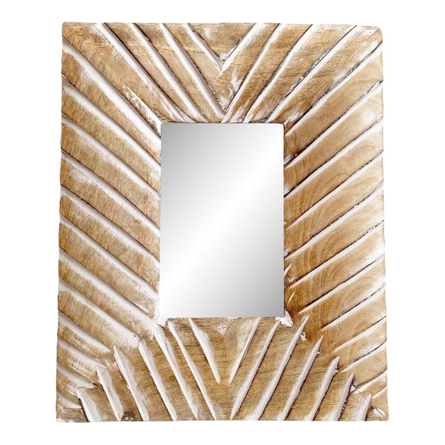 Carved Wooden White Washed Standing Picture Frame For Sale
