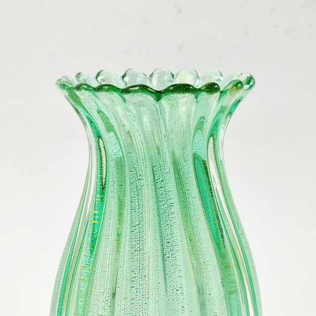 Mid-Century Modern Mid-Century Ribbed Murano Glass Vase attributed to Archimede Seguso for Seguso Vetri d'Arte, Italy, 1950s For Sale - Image 3 of 9