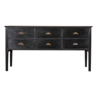Ebonised English Pine Worktable or Kitchen Island, 19th Century For Sale