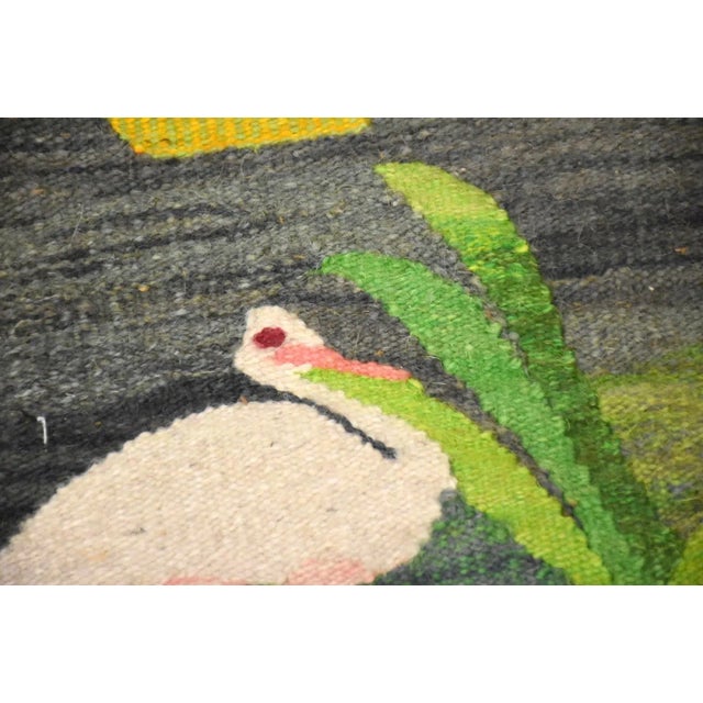 1950s Mid Century Modern Egret Flat Weave Kilim Rug For Sale - Image 5 of 8