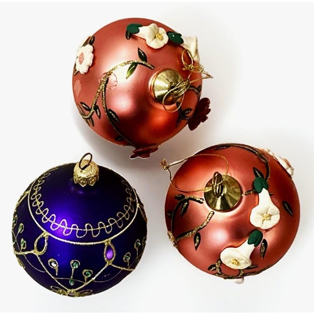 Set of 3 Vintage Polish Glass Ornaments Pretty trio of vintage Polish blown‑glass ornaments. Two coordinating pink...