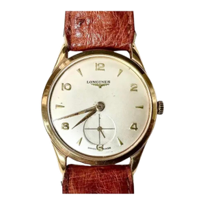 Longines Men's Wristwatch With French Leather Strap, Vintage