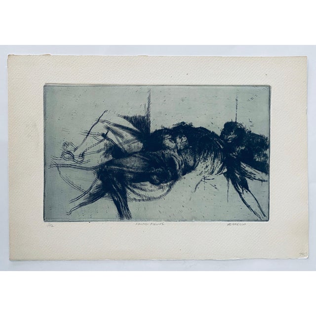 Black Robert A. Birmelin, Falling Figure, American Modernist Abstract Etching For Sale - Image 8 of 8