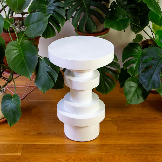 Not Yet Made - Made To Order Sass Tall Side Table, White, Modern, Wood End Table, Factory 2nd, Modern Accent Table, Pedestal For Sale - Image 5 of 11