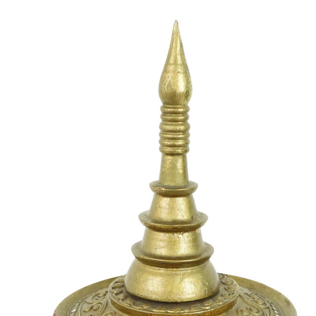 Large Golden Wooden Offering Bowl, 1950s For Sale - Image 4 of 13