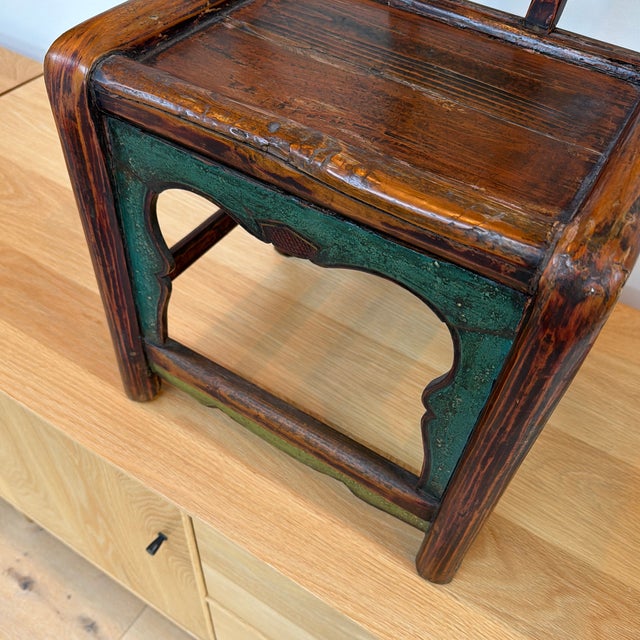 Brown Antique Chinese Child’s Chair With Painted Details For Sale - Image 8 of 12