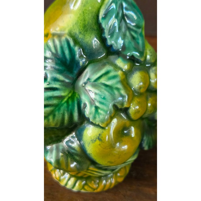 1960s Inarco E2604 Green Majolica-Style Fruit Salt and Pepper Shakers — Pair For Sale - Image 13 of 14