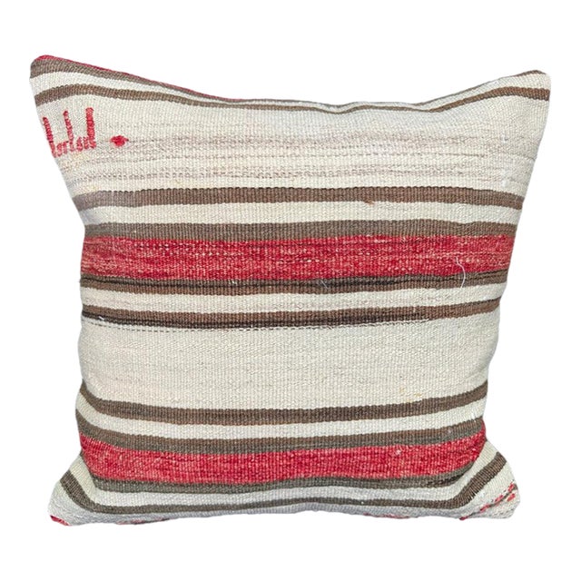 Turkish Hemp Pillow Cushion Natural Beige Red Cushion Cover 20x20 For Sale