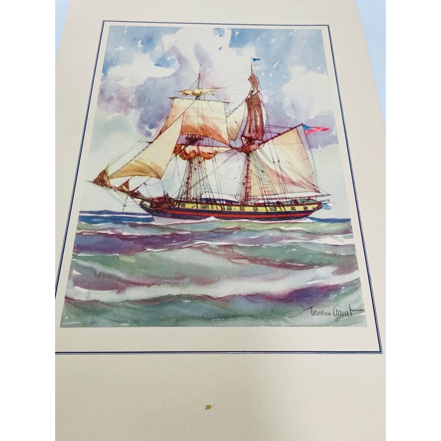 Gordon Grant Nautical Maritime Ship Watercolor Matted Prints-Set of 5 For Sale - Image 4 of 9