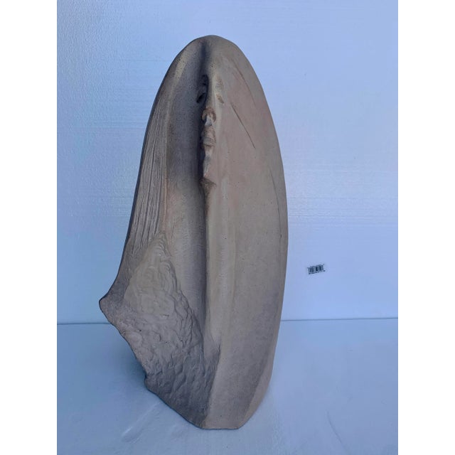 Abstract 1980s Deco Sandstone Ceramic Abstract Woman Sculpture For Sale - Image 3 of 8