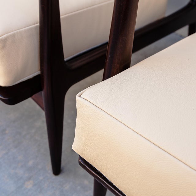 1960s Restored Ib Kofod-Larsen for Selig Danish Modern Sculptural "Blade" Lounge Chairs in Leather For Sale - Image 9 of 18