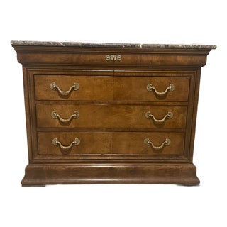 Late 20th Century Henredon “Charles X” Burl & Marble Chest For Sale