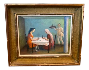 Xavier Barile “After Lunch Gossip Fortune Teller” Oil Painting Framed