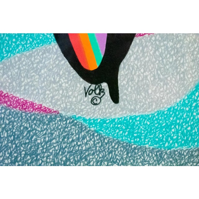 Paper 1980s "The Body Dies..." Abstract Mixed-Media Painting by Lawrence Volk, Framed For Sale - Image 7 of 13