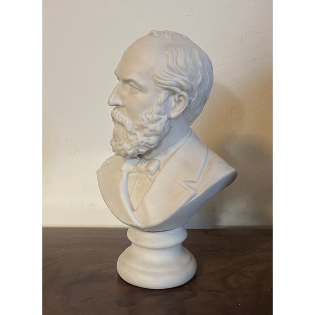 Antique 19th Century English Parian Porcelain Bisque Portrait Bust of President James Garfield For Sale - Image 4 of 14