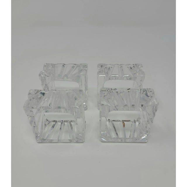 Art Deco Vintage Cut Crystal Square Napkin Holders Set of 4 For Sale - Image 3 of 12