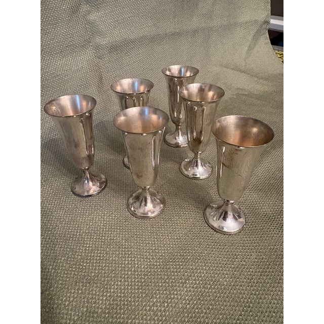 Set of Six Gorham Sterling Silver Trumpet Style Cordials, Model #951, 20th Century