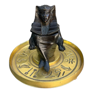 Antique Egyptian Revival Figural Bronze Pharaoh Inkwell