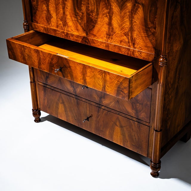 Brown Biedermeier Walnut Secretary Desk, 1840 For Sale - Image 8 of 11