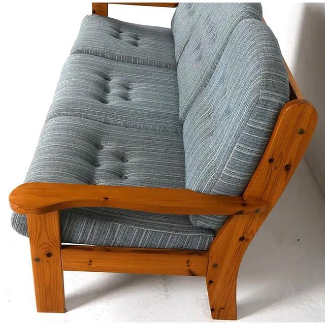 1970s Mid Century Modern Scandinavian Pine Sofa W Tufted Cushions For Sale In New York - Image 6 of 8
