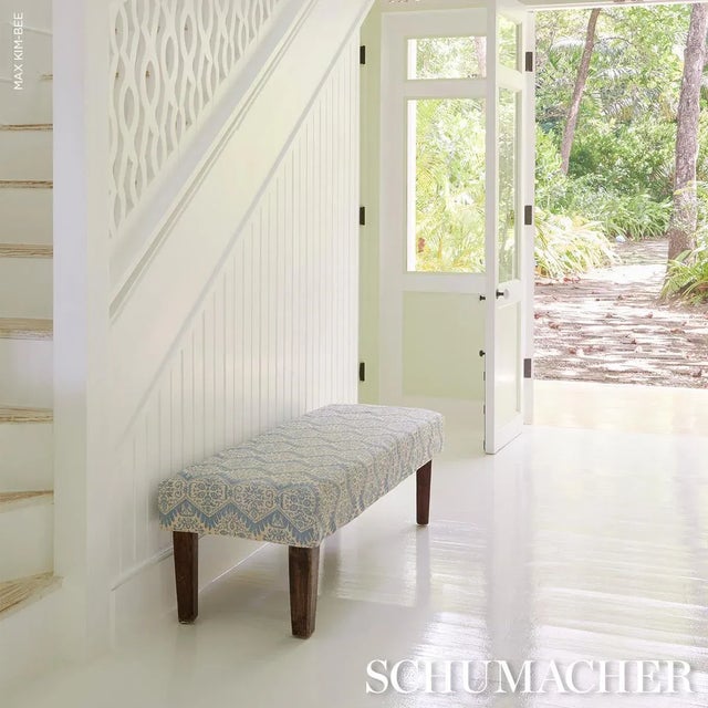 Textile SAMPLE - Schumacher Berkeley Hand Printed Silk Fabric In Cornflower For Sale - Image 7 of 7